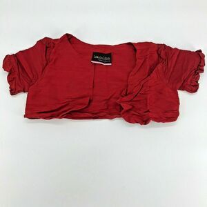 Leopard Daisy Girls Shrug Open Cardigan Short Sleeve Red 